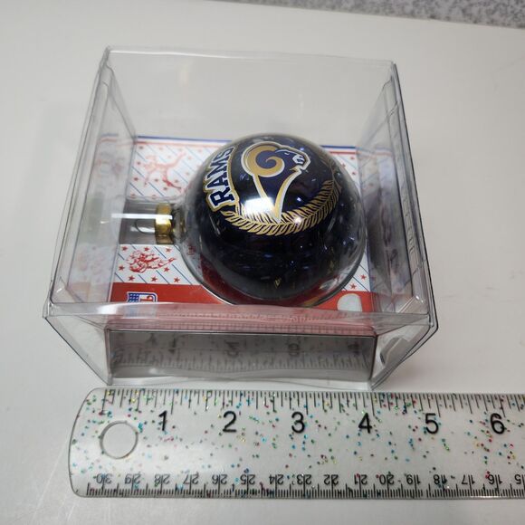 Vtg. Los Angeles Rams Christmas Ornament Football NFL 2003 Glass In Box - Picture 7 of 7